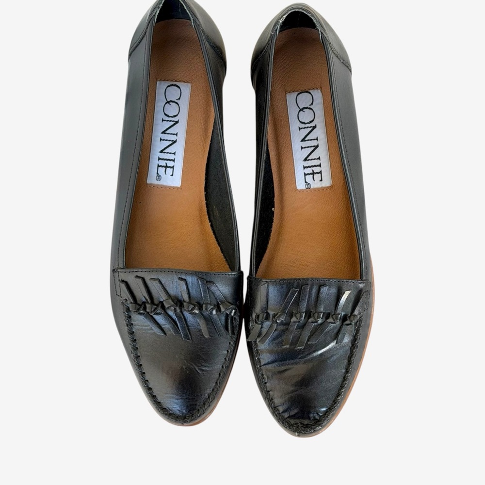 Connie Women's Black Leather‎ Loafers Narrow size 8EE
